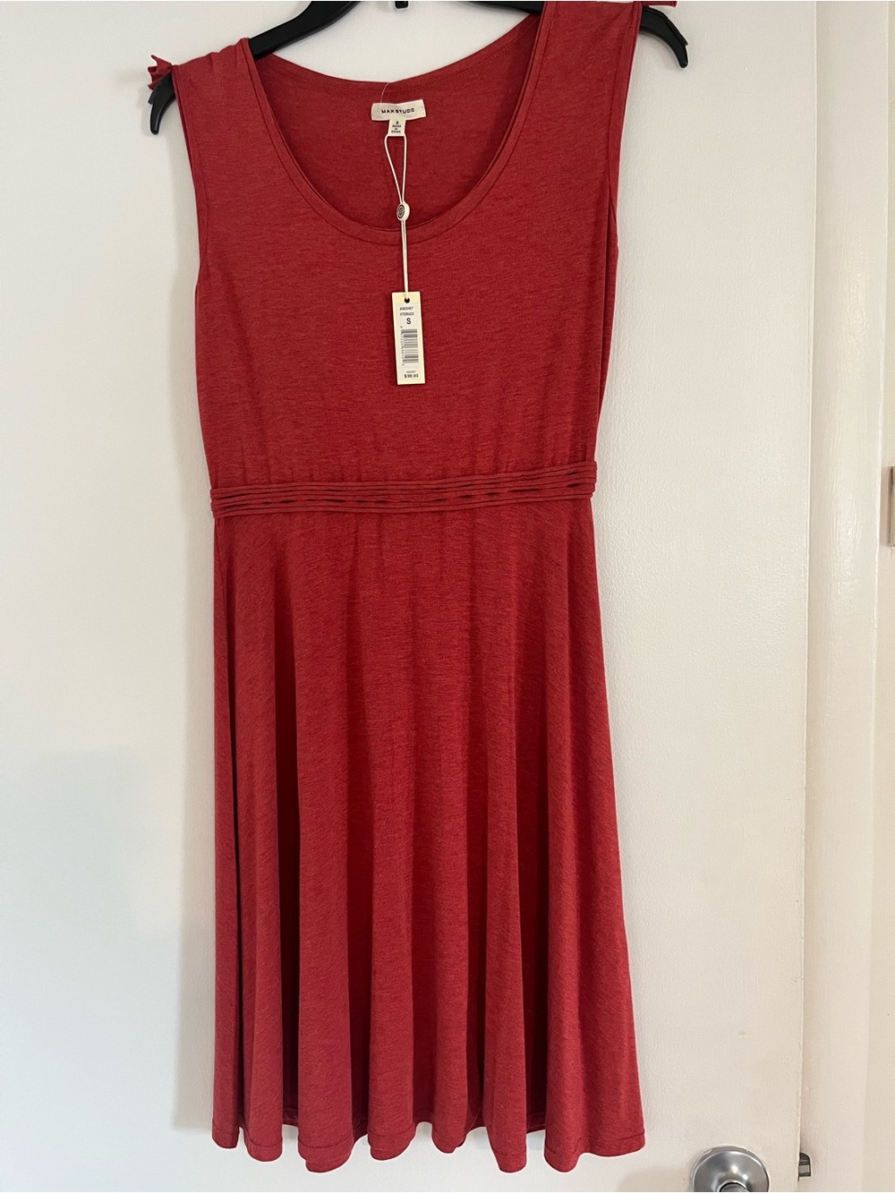 Max Studio Soft Crimson Red Sleeveless Fit-and-Flare Dress - Picture 8 of 15